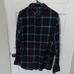 Forever 21 Men's Plaid Button-Down Shirt - Black, Red, Green